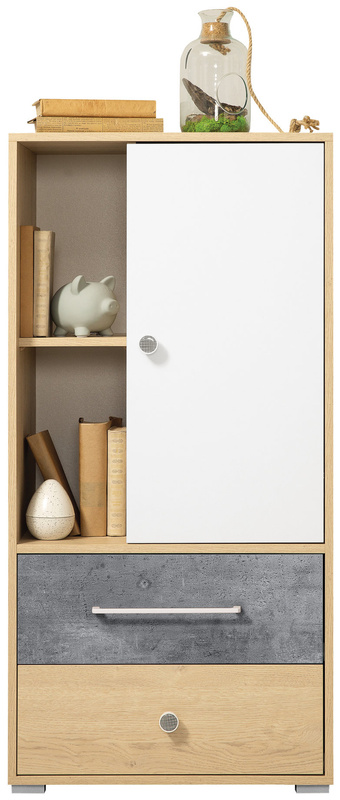 Niski regał do pokoju młodzieżowego 60 cm z dwoma szufladami SLEEK