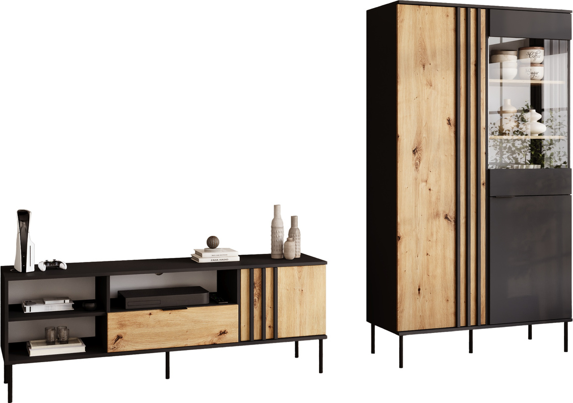 Meblościanka do salonu RUSTICA dąb artisan