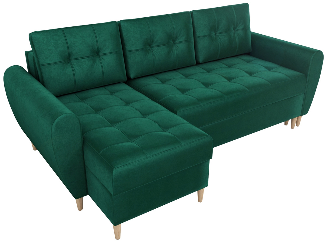 Welurowy narożnik z funkcją spania HENRY butelkowa zieleń