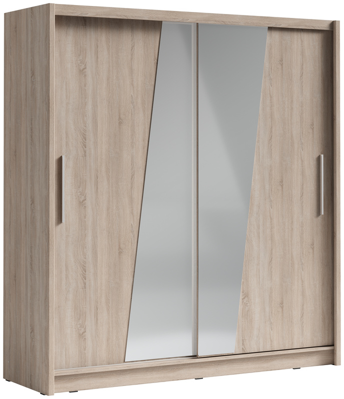 Szafa do sypialni 204 cm z lustrem BERGIO dąb sonoma