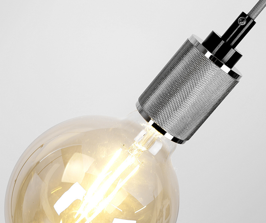 Czarno-chromowana lampa wisząca zawiesie 1xE27 do salonu TOP