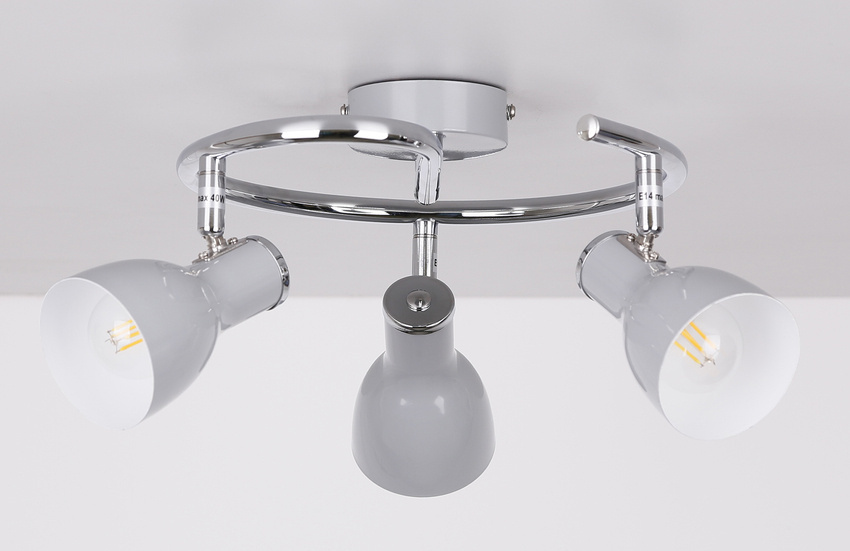 Szara lampa sufitowa spirala 42 cm do salonu 3xE14 metal