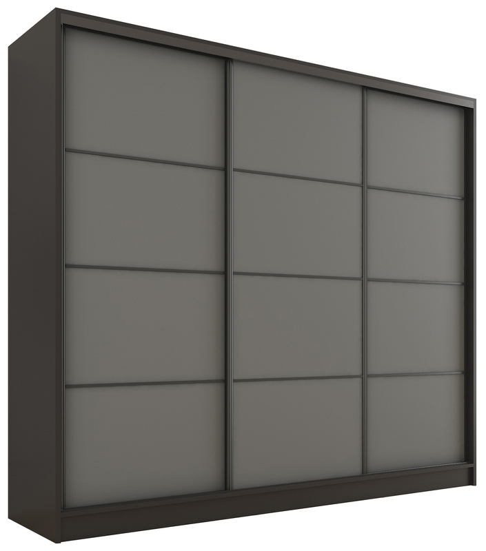 Szafa przesuwna z szufladami i półkami 200 cm LOFT grafit