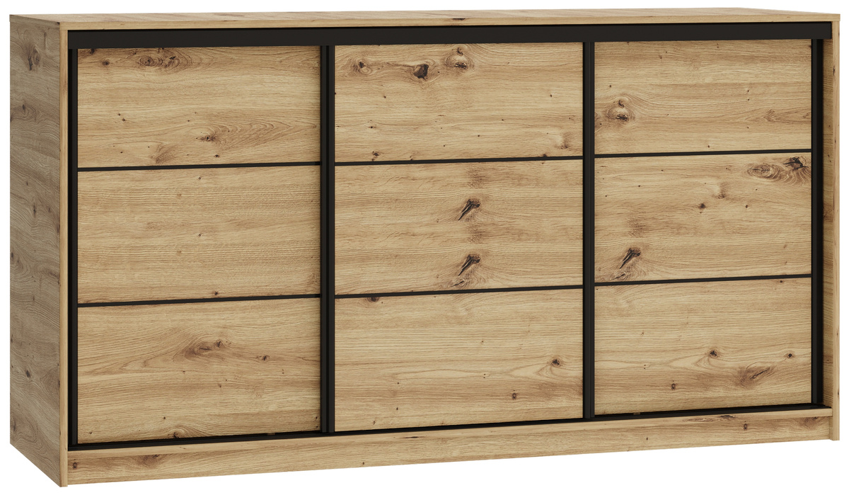 Loftowa komoda dąb artisan z szufladami 180 cm LOFT