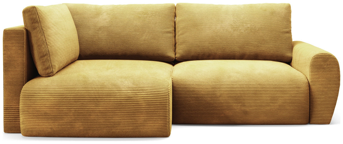 Musztardowy narożnik do salonu z funkcją spania uniwersalny PATI DUO