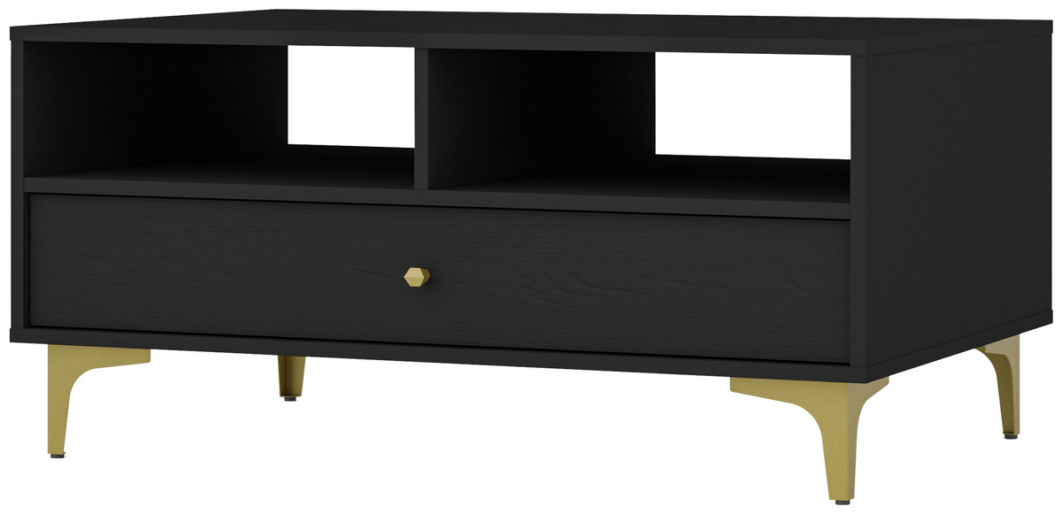 Czarny nowoczesny stolik kawowy z szufladą 100x65 cm TOKEN