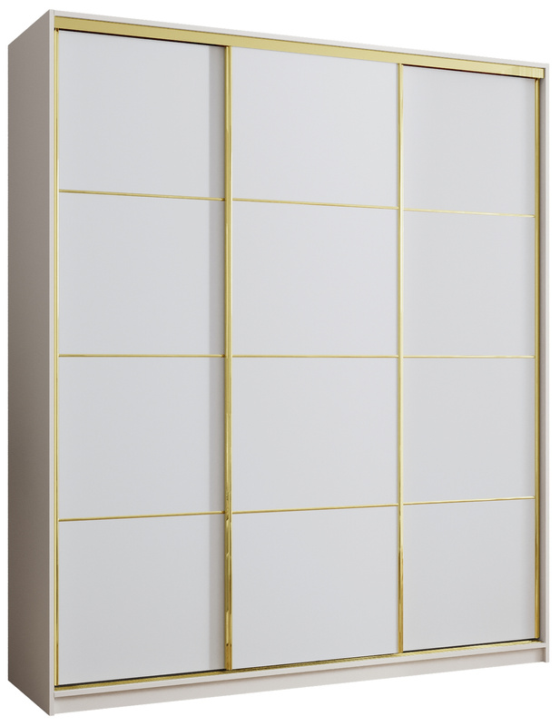 Biała wysoka szafa przesuwna 200 cm GOLD NEW MAX