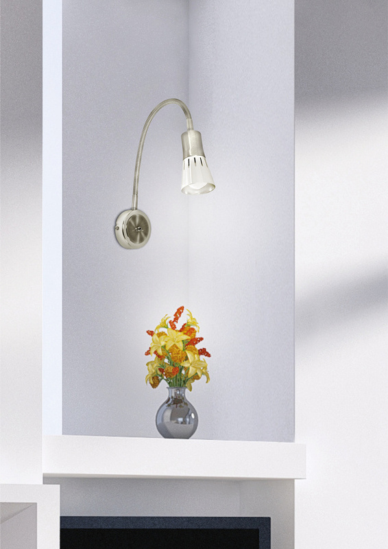 Srebrny kinkiet ścienny z regulacją do salonu ARNEA metal