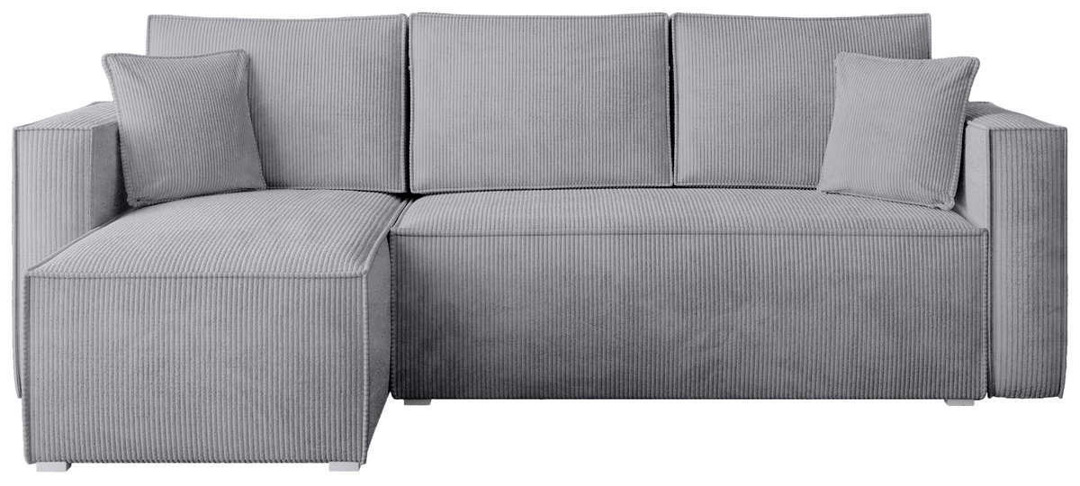 Szara kanapa narożna z funkcją spania TOP sztruks