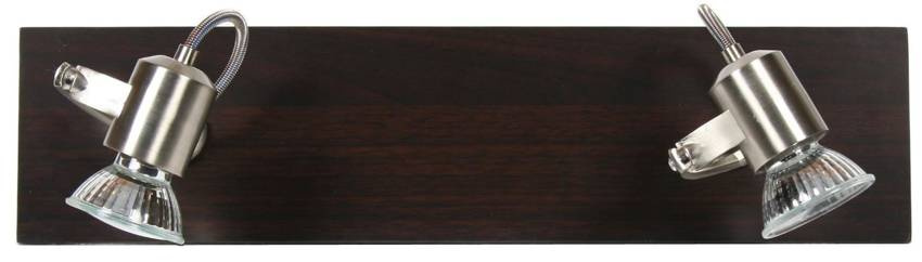 Drewniany kinkiet ścienny do salonu Dukat listwa 2x50W GU10