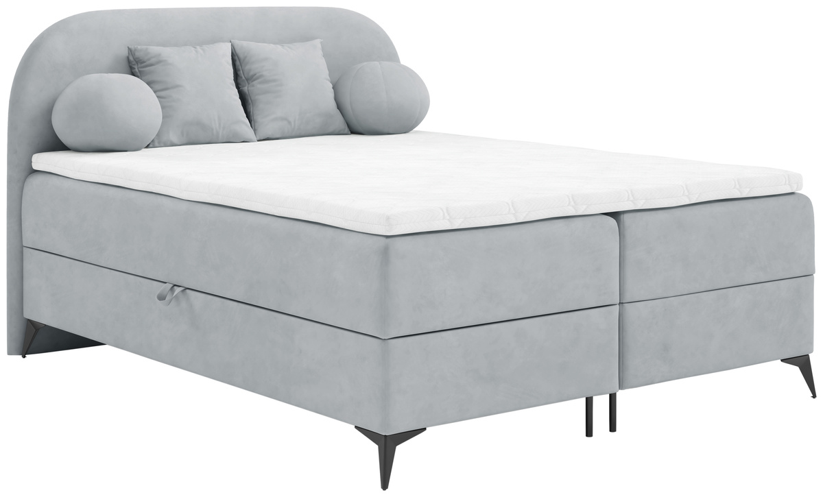 Szare łóżko dwuosobowe 160x200 cm kontynentalne do sypialni SERENO