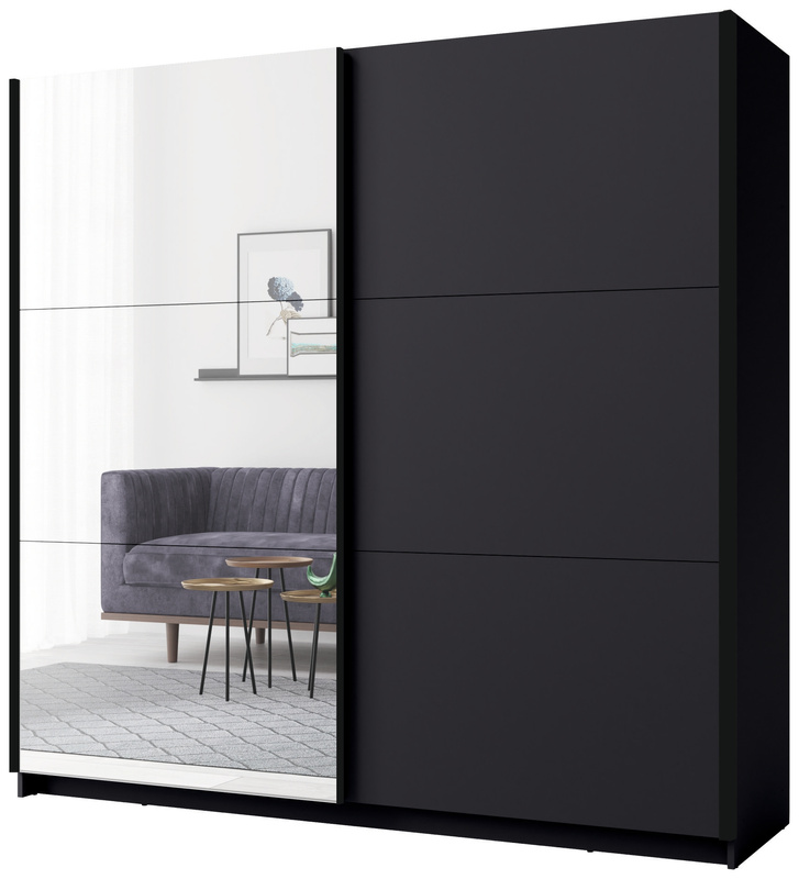 Nowoczesna szafa przesuwna 200 cm z lustrem ARLEN grafitowa