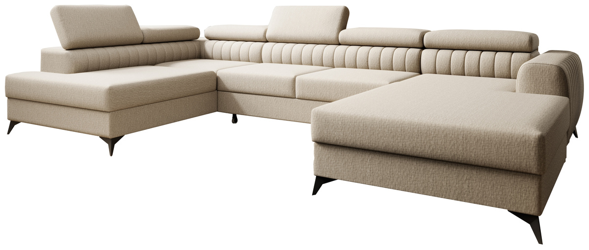 Duży wolnostojący narożnik salonowy z funkcją spania PAULLETTO pojemniki