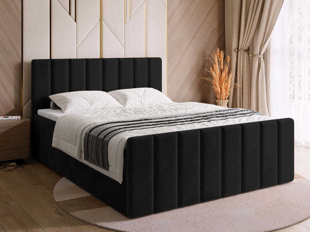 Tapicerowane łóżko 180x200 cm z pojemnikiem DENVER DUO czarny