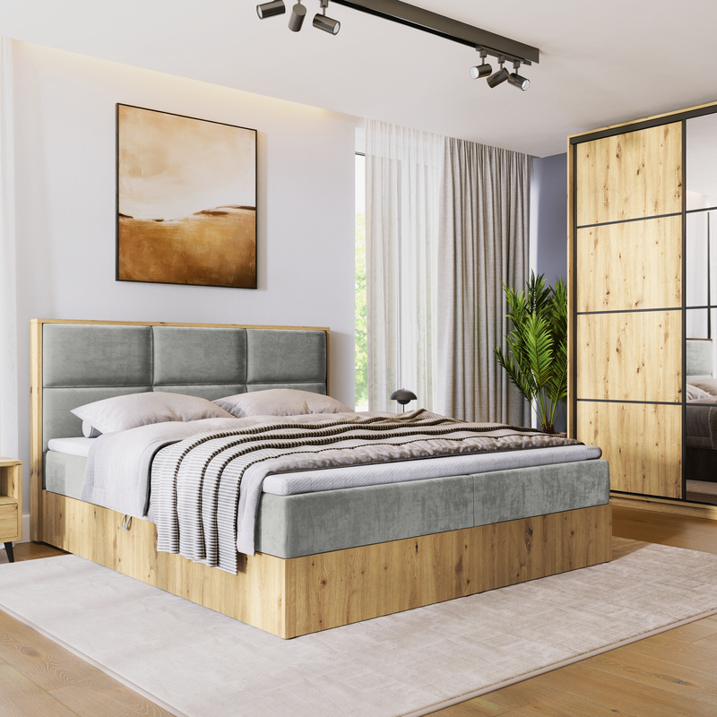 Małżeńskie łózko kontynentalne 180x200 cm do sypialni LOFT