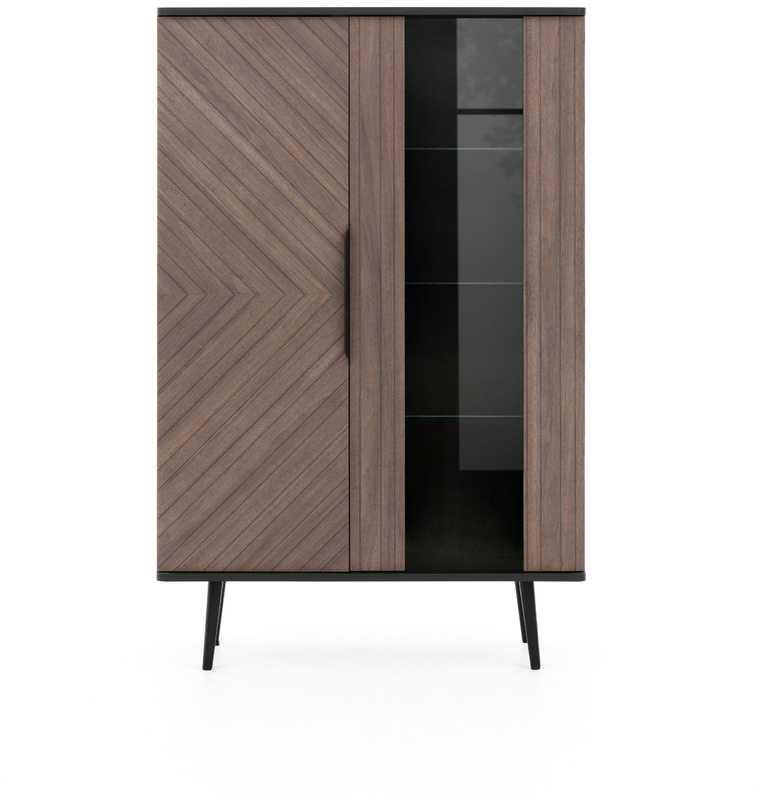 Witryna do salonu ze szklanymi półkami 90 cm PULSE jodełka