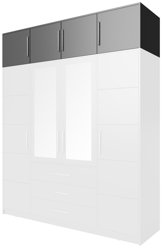 Grafitowa nadstawka czterodrzwiowa do szafy 196 cm BILL