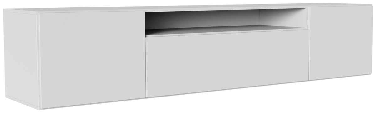 Biała szafka RTV 200 cm nowoczesna wisząca do salonu LANTOS