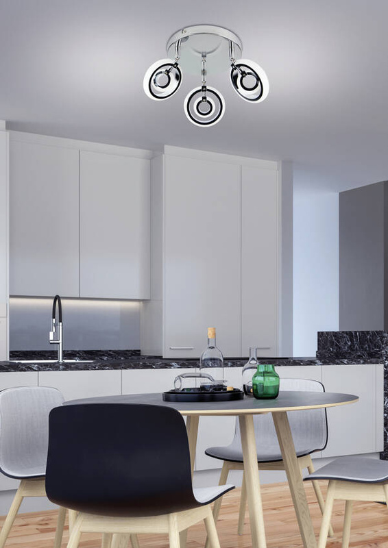 Chromowy plafon sufitowy LED 3x6W ciepła barwa do salonu CELT