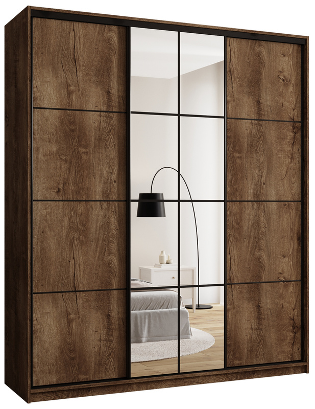 Wysoka loftowa szafa przesuwna 200 cm z lustrem EDGE MAX