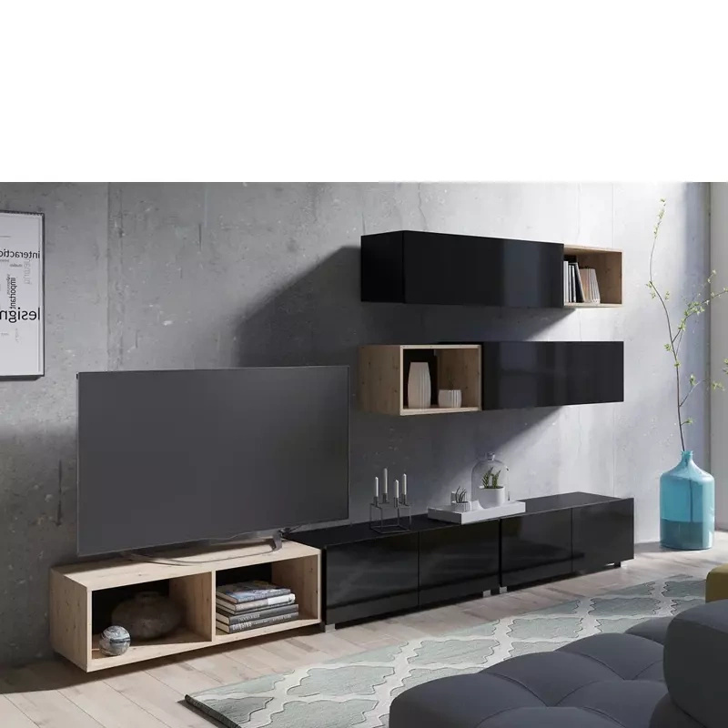 Tanie meble do salonu czarny połysk MODERN 25