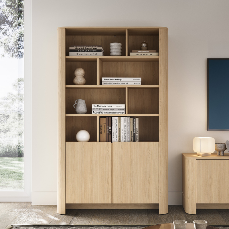 Duży nowoczesny regał do salonu 103 cm dąb vicenza BELVI