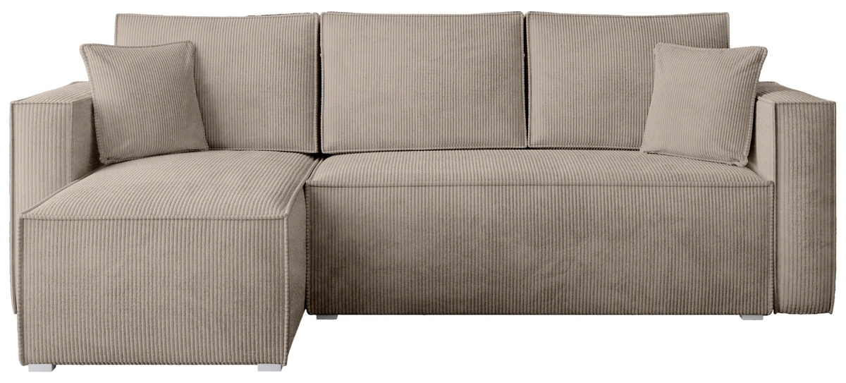 Nowoczesna kanapa narożna z funkcją spania sztruks TOP beż