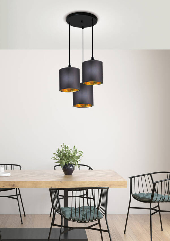Czarna lampa wisząca 3-punktowa do salonu LONG metal