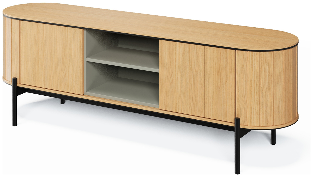 Szafka RTV na nóżkach 168 cm w stylu boho ROTTO dąb vincenza