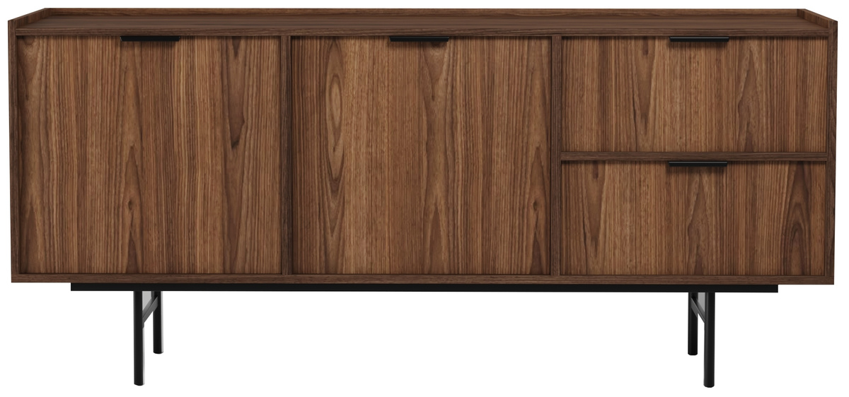 Dwudrzwiowa komoda 150 cm do salonu z szufladami ELVIO orzech warmia