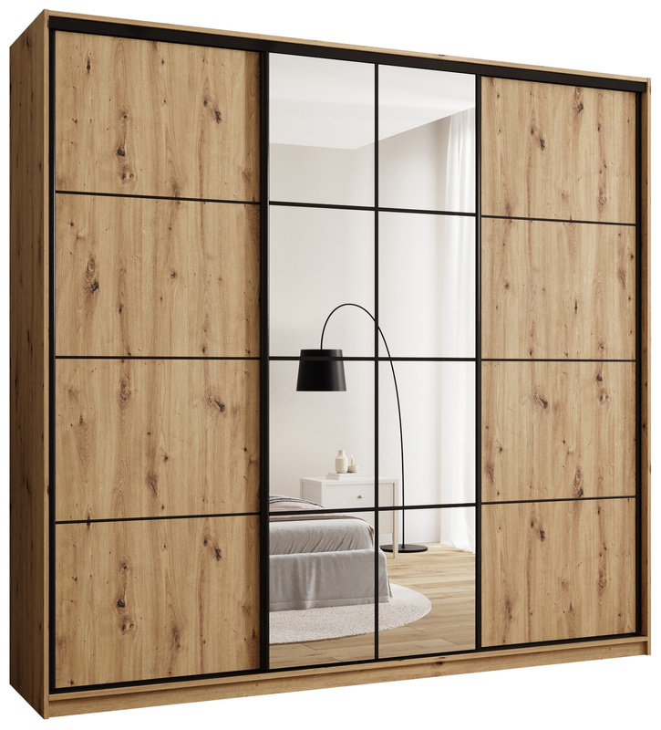 Wysoka trzydrzwiowa szafa przesuwna 250 cm z półkami EDGE MAX