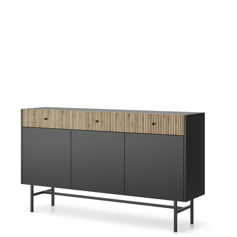 Komoda 155 cm do salonu z szufladami i lamelami DALIA czarny