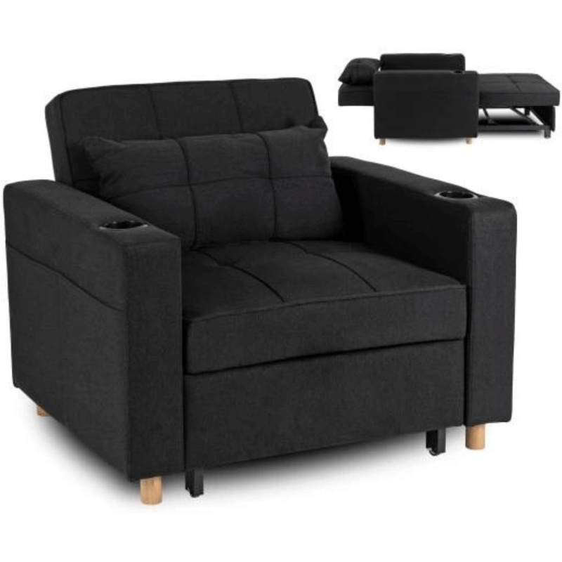 Fotel rozkładany z funkcją spania do salonu czarny SOREL