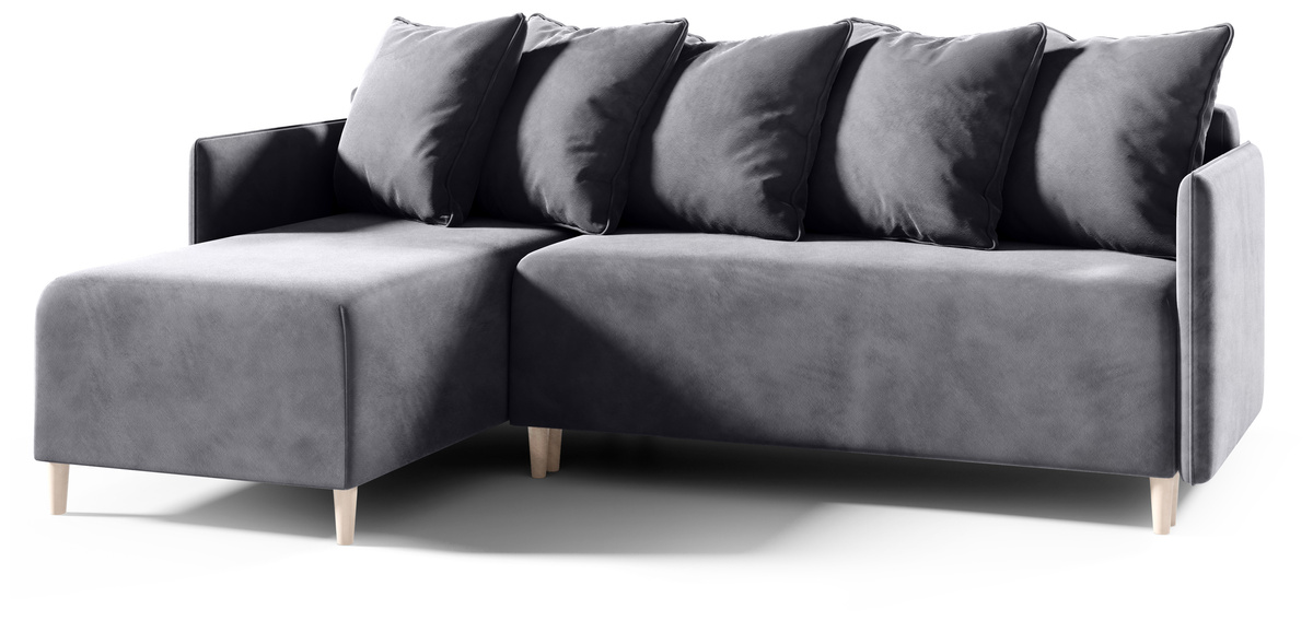 Szary narożnik do salonu z funkcją spania ELIA