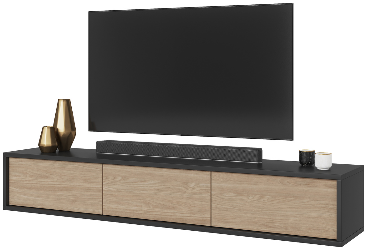 Szafka RTV wisząca do salonu nowoczesna FRIDA antracyt