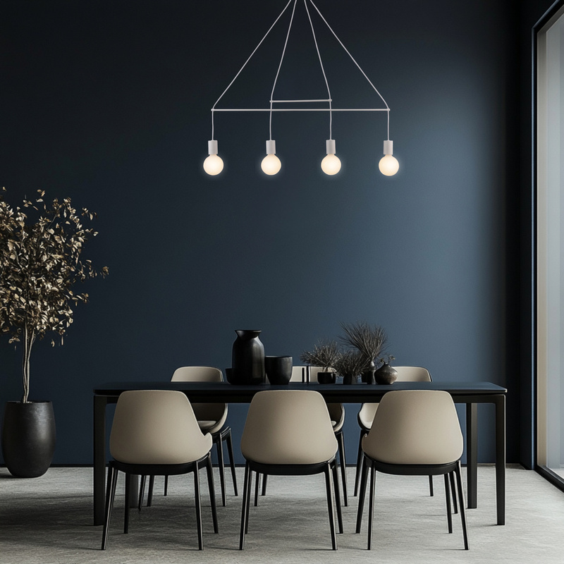 Biała lampa wisząca regulowana 4-punktowa do biura ALTO metal