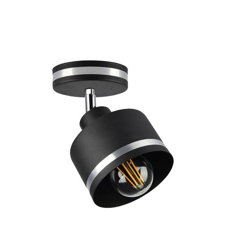 Czarny kinkiet ścienny regulowany do salonu WAMA metal E27