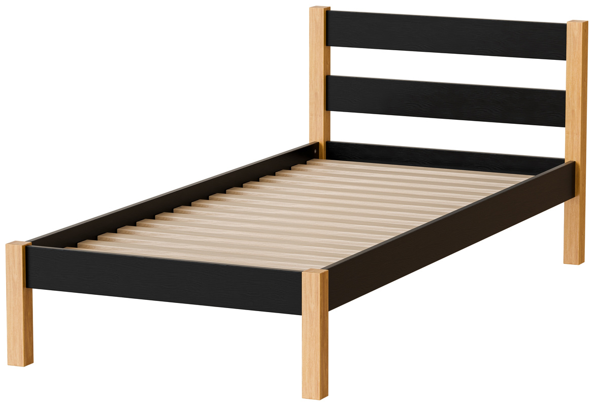 Drewniane łóżko jednoosobowe 90x200 cm ze stelażem IVALO