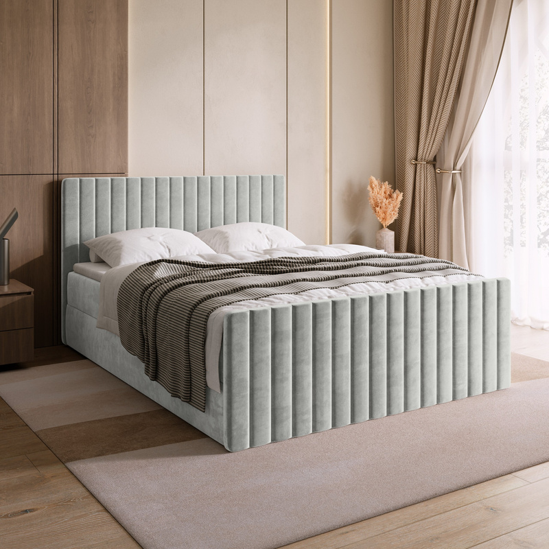 Łóżko dwuosobowe DREAM DUO 180x200 cm szare z pojemnikiem na pościel