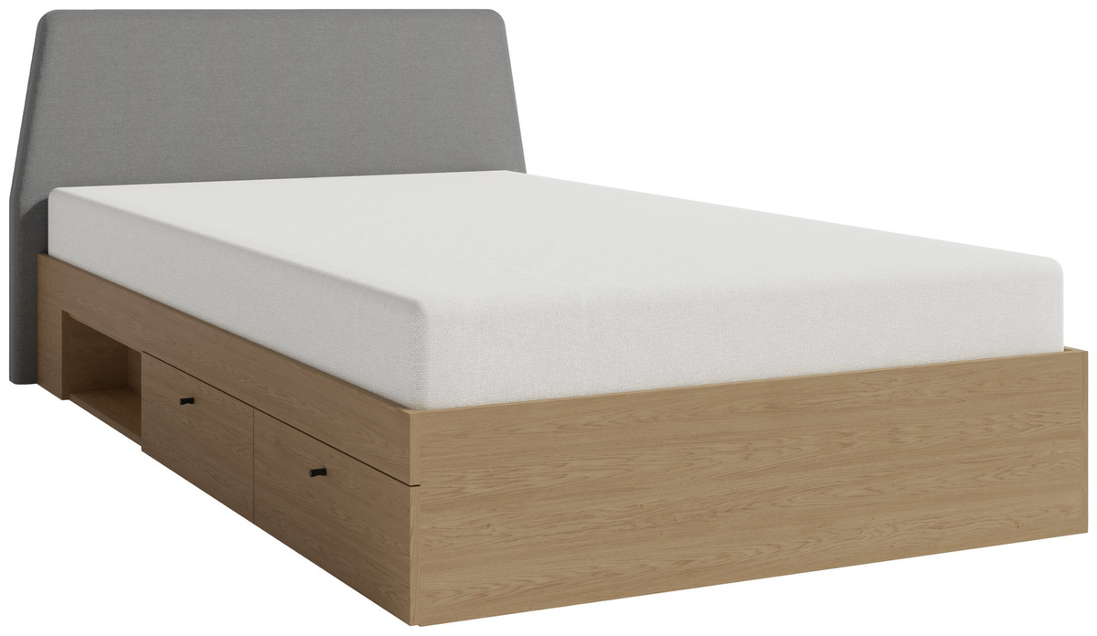 Jednoosobowe łóżko 120x200 cm do pokoju dziecka z szufladami ALDENO dąb baltic dune