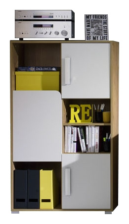 Niski regał do pokoju młodzieżowego z trzema drzwiczkami 80 cm BENNY