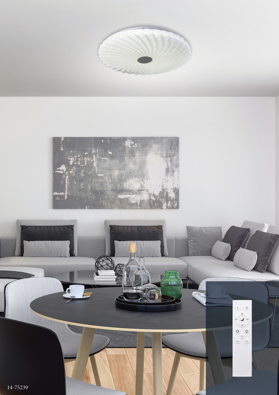 Biały plafon LED ze zmienną barwą światła z pilotem 48,5 cm