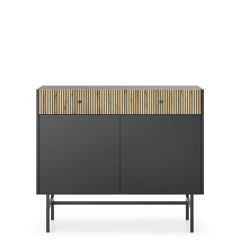 Dwudrzwiowa komoda z lamelami do salonu DALIA czarny