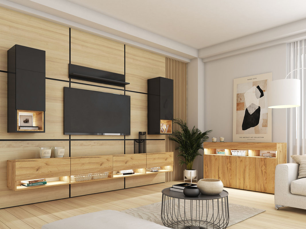 Nowoczesna meblościanka z komodą PREMIUM