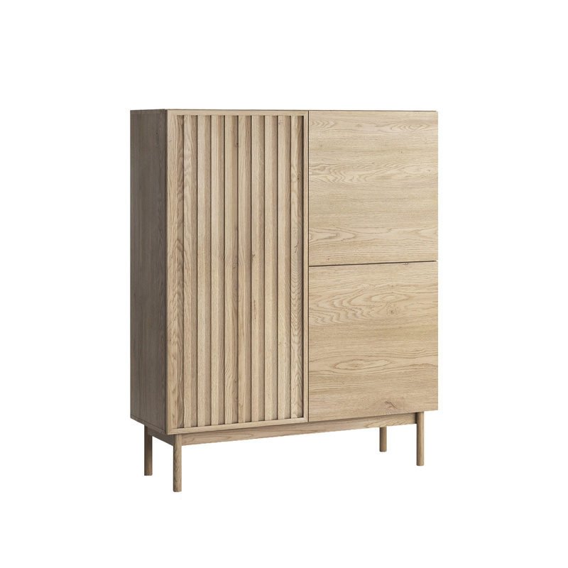 Komoda do salonu nowoczesna 106 cm SOLVO z ryflowanym frontem dąb cremona