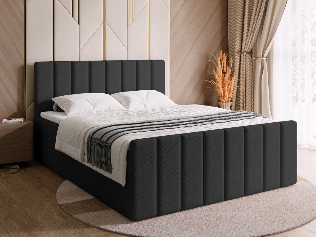 Czarne łóżko kontynentalne 160x200 cm z pojemnikiem DENVER DUO