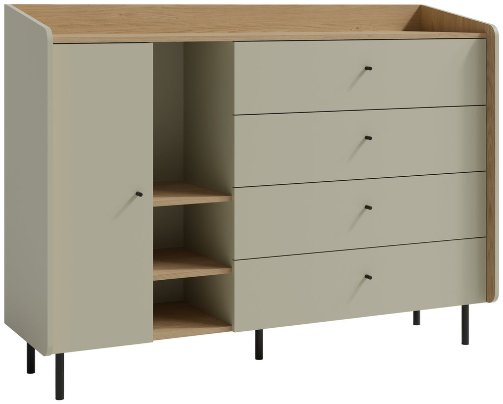 Nowoczesna komoda z szufladami młodzieżowa 155 cm ALDENO eukaliptus