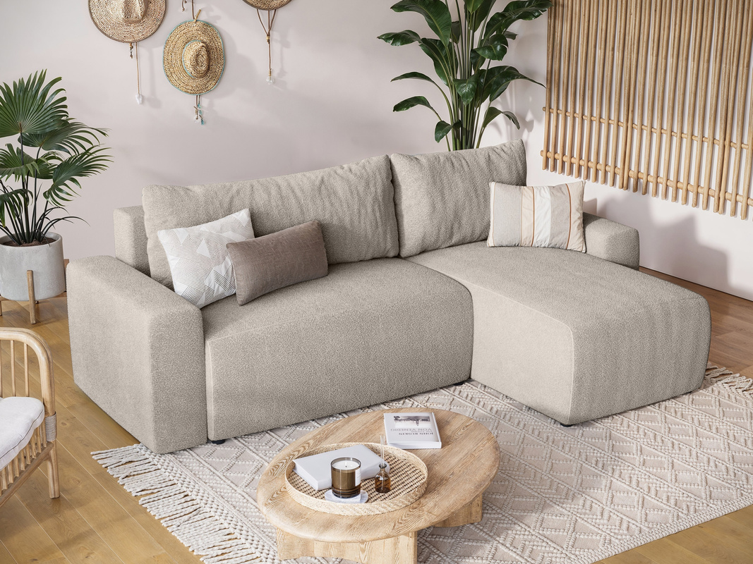 Nowoczesny narożnik z funkcją spania baranek PLUSH L