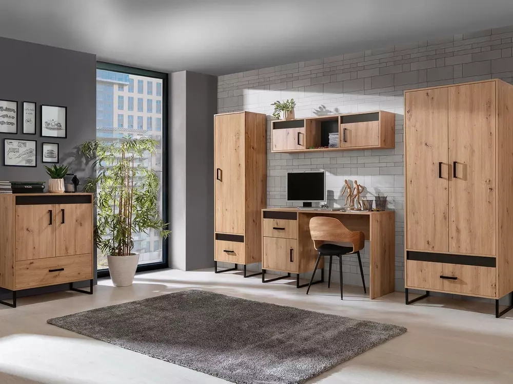 Młodzieżowa meblościanka z biurkiem LIVORNO dąb artisan