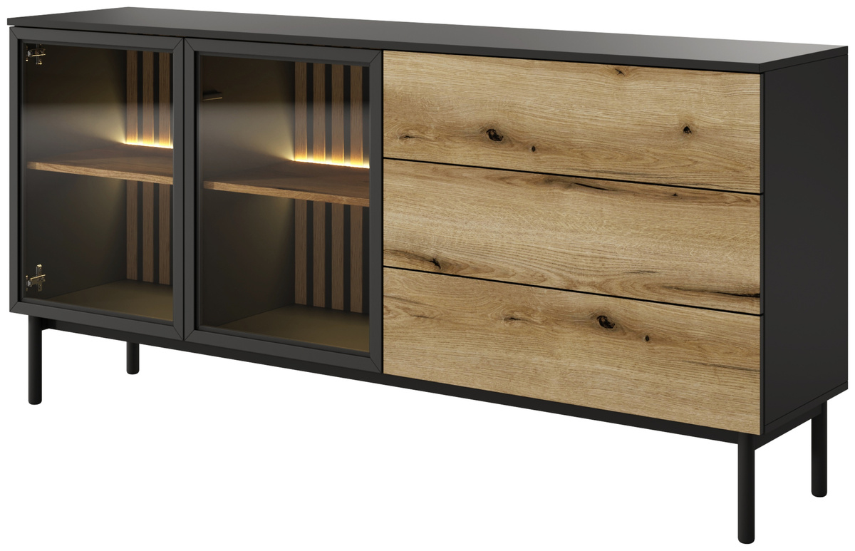 Szeroka loftowa komoda na nóżkach z szufladami 180 cm LARINO